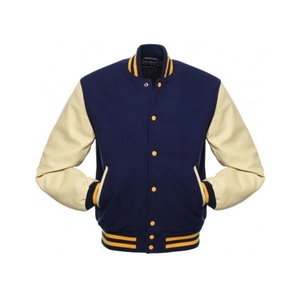 Veste de baseball noire personnalisée pour homme avec manches en cuir et patchs brodés sur mesure - Product Image 3