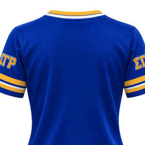Maillot de hockey pour femmes Sigma Gamma Rho, bleu royal, personnalisé, motif 1922, col en V, manches courtes, uniforme sportif de sororité grecque, tenue d'équipe - Product Image 3