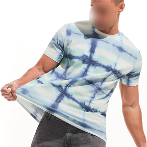 Men's Tie-Dye Short Sleeve T-<b>Shirt</b> O-Neck Regular Fit Knitted Casual Patterned Blue White Green - Product Image 4