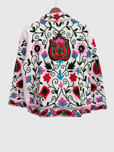 Veste à col châle brodée à la main avec motif floral, manches longues, taille plus, en coton, pour femme, style Prairie Chic, idéale pour le printemps - Product Image 5