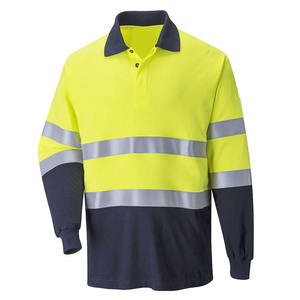 Polo haute visibilité pour homme, orange et jaune, avec bandes réfléchissantes, vêtements de travail - Product Image 3
