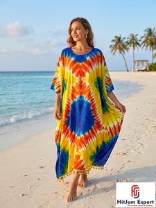 Vestido Kaftan Personalizado para Mujer, Estilo Holgado, para Playa, Tela Suave, Verano, Elegante, Fabricación Personalizada OEM ODM - Product Image 3