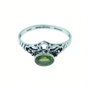 Vintage 1.3 Grams <b>Peridot</b> Gemstone <b>Ring</b> Fashion Bezel Setting in August Birthstone Style - Product Image 3