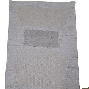 Contemporary Abstract Block Design Handwoven Cotton Rug <b>White</b> & Beige Accent Carpet with Mixed Texture Area Rugs & Sets - Product Image 1