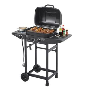 Grill a Gas Propano a 2 Bruciatori, 24000 BTU, in Acciaio Inossidabile, con Griglie Smaltate e Tavolino Laterale per Giardini - Product Image 4