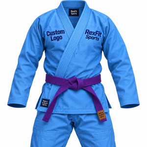 Kimono de Jiu-Jitsu unisexe avec veste enveloppante personnalisée, lettrage de marque sur mesure et pantalon d'entraînement d'arts martiaux assorti, uniforme - Product Image 2