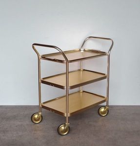 Chariot de service moderne en métal, fabriqué avec un cadre en acier thermolaqué, rangement multi-niveaux pour l'organisation de la cuisine - Product Image 1