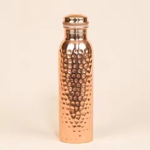 Pure Copper Anti-Corrosion Handmade Hammered Copper Water Bottle with Lids Portable Vintage <b>Drinkware</b> for Travel - Product Image 4