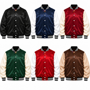 Vestes de baseball en satin personnalisées pour l'hiver, avec doublure matelassée chaude, pour équipes sportives et streetwear décontracté, vente en gros - Product Image 1