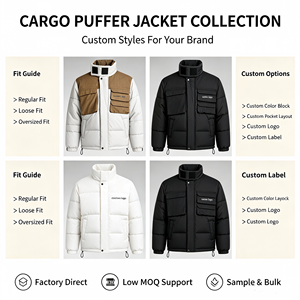 <b>Men's</b> Color Blocking Puffer <b>Jacket</b> Stand Collar Zipper Front Logo Customizable Winter Outdoor Coat Windproof Casual Thick - Product Image 3