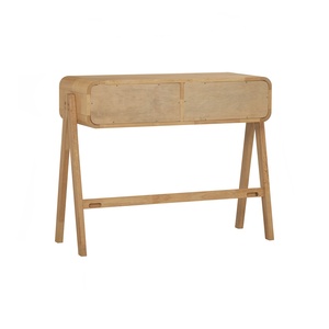 Modern Contemporary Natural Oak Solid Wood <b>Console</b> <b>Table</b> Entryway <b>Table</b> Drawers <b>Storage</b> Round Corner Style for Living Room Use - Product Image 5