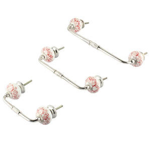 Poignée de commode en vrac fait à la main en céramique rouge feuille pont en gros armoire poignées Lot Vintage tiroir armoire porte tirer - Product Image 6