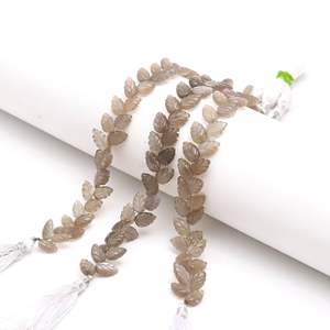 Cuentas de Piedra Lunar Gris AAA en Forma de Hoja, Cuentas de Piedra Lunar Naturales Talladas a Mano de 10-11 mm para la Fabricación de Joyas y Accesorios - Product Image 6