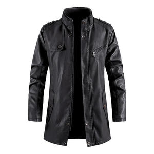 Blouson universitaire en cuir véritable pour homme, col montant, manches longues, coupe ajustée, décontracté, hiver, motif color block, poches zippées, rivets - Product Image 4