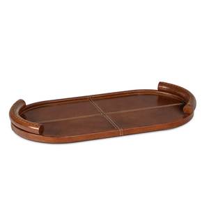 Plateau décoratif rectangulaire avec motif texturé crocodile, couleur marron, style design moderne pour la maison ou le bureau - Product Image 2