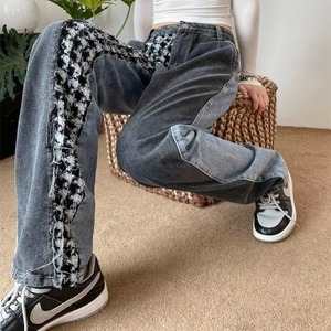 Jeans Baggy Femme & Homme Bleu Automne Y2K Style Japonais Harajuku en Denim Tissé Coton Américain Uni Lavé - Product Image 6