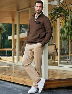 เสื้อสเวตเชิ้ตผู้ชาย แขนยาว คอวี ปักลาย ผ้าฝ้าย 100% ทรงโอเวอร์ไซส์ สวมใส่สบาย เหมาะสำหรับฤดูหนาวและกิจกรรมกลางแจ้ง - Product Image 4