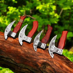 Cuchillo para Pizza en Forma de Hacha Vikinga Forjado a Mano, Acero con Alto Contenido de Carbono, Mango de Madera, Hoja de 3 1/2 Pulgadas, Regalo Rústico para Hombres - Product Image 1