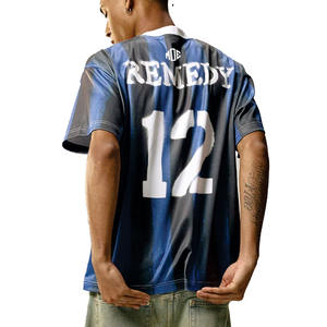 Maillot de football rayé surdimensionné pour homme, style streetwear, impression par sublimation, mélange de coton respirant, t-shirts pour homme, fournisseur en gros OEM - Product Image 5