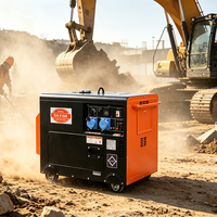 Groupe électrogène diesel insonorisé sur roues, double tension 110V 220V 380V 45A 10kW, réservoir 15L, direct usine, pour bétonnière
