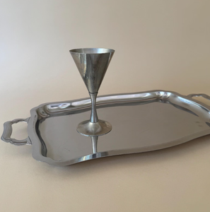 Creative Rectangular Shaped Stainless Steel Silver Serving Tray with Smooth Finish and Ornate <b>Side</b> Handles for Dining Table - Product Image 2