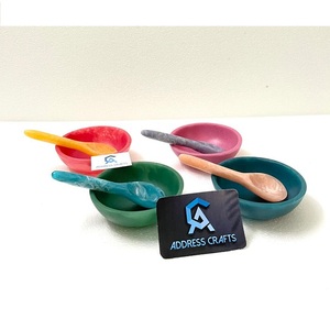 Meilleure Vente : Ensemble Mini Bol et Plateau en Résine – Bol à Glace, Noix et Bonbons, Plateau de Service Unique en Résine à Motif Tourbillonné, Mini Cuillère, Vaisselle Faite à la Main - Product Image 4
