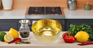 Tazón de postre de almuerzo de latón de Metal grande de lujo cocina moderna pulida para ensalada de frutas de fiesta - Product Image 4
