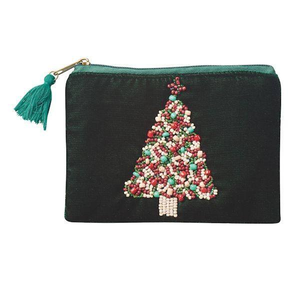 BY MULTI CRAFT Porte-monnaie perlé Joyeux Noël avec flocons de neige argentés en rouge, Porte-monnaie de Noël Naughty Nice - Product Image 6