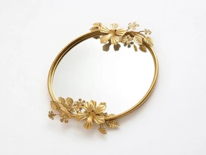 Decorative Flower Accent Gold Wall Mirror F\Suitable For Hallway And Lobby Creates Eye Catching Wall Statement From India - Product Image 2