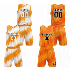 Ensembles de maillots et shorts de basketball pour jeunes et adultes, logo personnalisé, respirant, col rond, uniformes de basketball orange demi-teinte pour équipes - Product Image 1