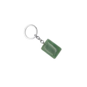 Porte-clés en cristal de haute qualité, jade vert rectangulaire, pierre naturelle, cadeau pour femmes, grossiste en porte-clés - Product Image 5