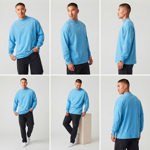 เสื้อยืดคอกลมแขนยาวทรงโอเวอร์ไซส์สำหรับผู้ชาย สไตล์สตรีทแฟชั่น ผลิตจากผ้าฝ้าย เป็นมิตรต่อสิ่งแวดล้อม เหมาะสำหรับใส่เล่นกีฬาวิ่งประจำวัน - Product Image 6