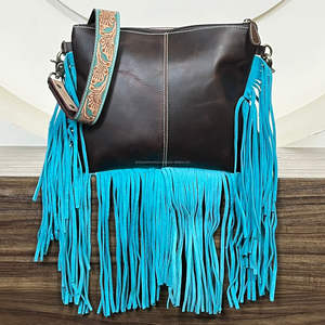 2026 New Arrival Hand Tooled Leather Fringe Crossbody Bag for Women Vintage Genuine Cowhide Leather Single Shoulder Bag Handbag - Product Image 5