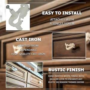 6 सफेद फिनिश कास्ट आयरन मर्मेड ड्रॉअर के अनुकूलन सेट का अनुकूलन सेट अलमारियाँ के लिए समुद्री तटीय सजावट - Product Image 2