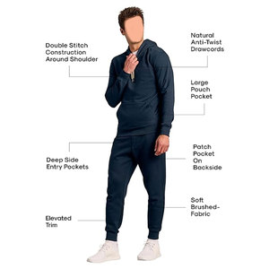 Mens Winter Track Suits Breathable Lightweight Pullover Zip Hoodie Joggers Solid Classic Fit 2 Piece Comfortable Casual - Product Image 2