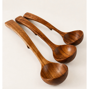 Ensemble d'ustensiles de cuisine en bois, louche à soupe à long manche, ensemble de cuillères en bois de style japonais pour la cuisine, le restaurant et le service - Product Image 5