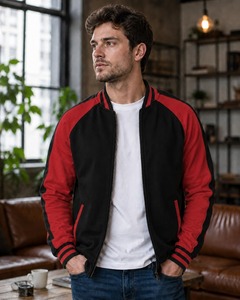 Chaqueta Varsity Negra y Amarilla para Hombre, Cierre de Cremallera, Estilo Casual, para Otoño, Corte Regular, Diseño con Bloques de Color - Product Image 5