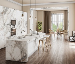 Losas de Porcelana Pulida Blanca Ingresso, Superficies Elegantes con Efecto Mármol para Interiores de Lujo - Product Image 3