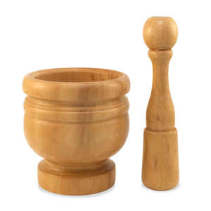 Mortier et pilon en bois naturel écologique, outil de cuisine manuel - Product Image 4