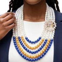 Ensemble de collier en perles bleues et dorées Sigma Gamma Rho, bijoux élégants de la sororité grecque, pendentif personnalisé, collier à perles, accessoires de mode