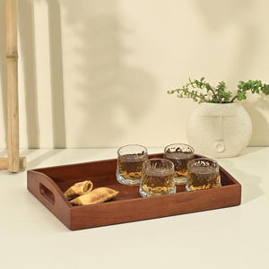 Bandeja Decorativa Rústica de Madera Maciza de Alta Calidad de Brownwood Handicrafts con Asa con Diseño Floral para una Elegante Mesa de Centro - Product Image 4