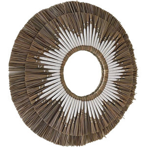 Miroir mural rond en rotin tissé fait à la main 25 \ "Boho Seagrass - Product Image 2