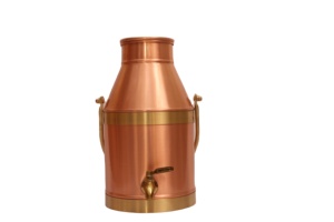 Distributeur d'eau en cuivre pur poli miroir de qualité supérieure – Design conique élégant avec accents en laiton antique - Product Image 3