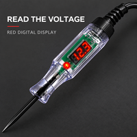 Testeur de tension numérique automobile 3V-48V avec écran LED, sonde longue et pince de masse pour réparation de camions