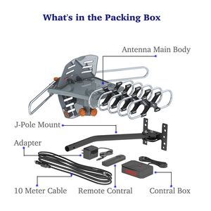 Antenna TV Esterna Nera a Doppia Banda UV 28-36dB con Ricezione a 360 Gradi e Supporto, Ricezione Superiore per Segnali TV Esterni - Product Image 6