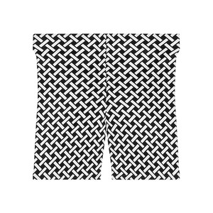 Shorts de Mujer con Estampado Geométrico Blanco y Negro, Cintura Media, Cierre Elástico, Estilo Casual Tejido, Corte Regular - Product Image 1