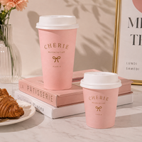 Gobelets en papier à paroi simple et double, écologiques, imprimés avec logo personnalisé, couleur rose doré, pour boissons chaudes