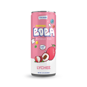 เครื่องดื่มบอบ้า330มล. ชาผลไม้ลิ้นจี่คลาสสิกของไต้หวันพร้อมฟองดีไซน์