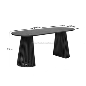 Juego de mesa de comedor ovalada moderna de lujo de madera maciza para el hogar, Villa, granja, Hotel, apartamento, uso de oficina - Product Image 6