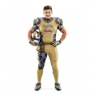 Conjunto de Uniforme de Fútbol Americano, Patrón Geométrico Dorado y Azul, Sublimado, Absorbente de Humedad, Ropa Deportiva Masculina para Todas las Temporadas - Product Image 5